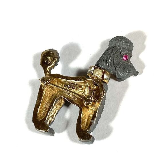 Napier Vintage Poodle Brooch Pin Rotating Swivel Head Grey - Picture 8 of 8